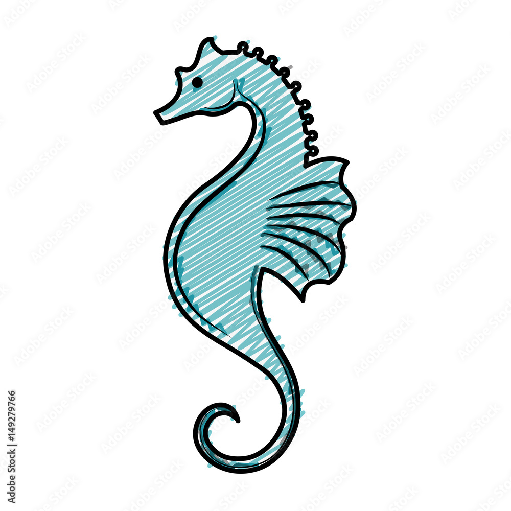 Fototapeta premium seahorse icon over white background. vector illustration