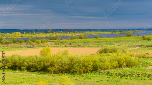 A beautiful view of Vistula river from hill near Gniew Castle in spring time. Poland. © vivoo