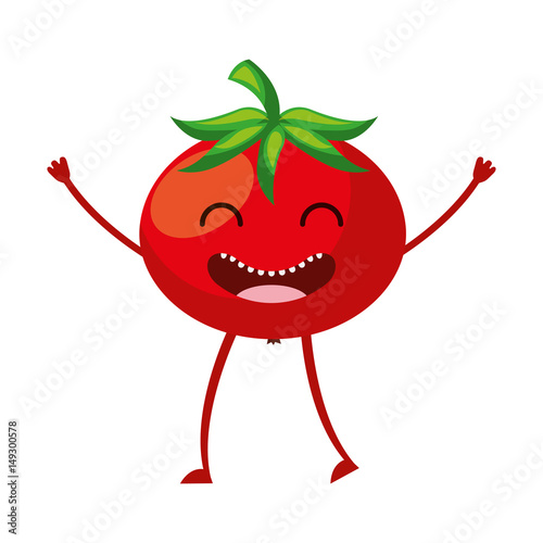 tomato fresh vegetable kawaii character vector illustration design
