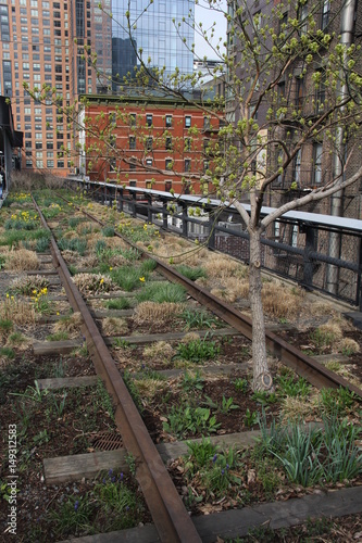 Owergrown rails in New York Highline Park photo