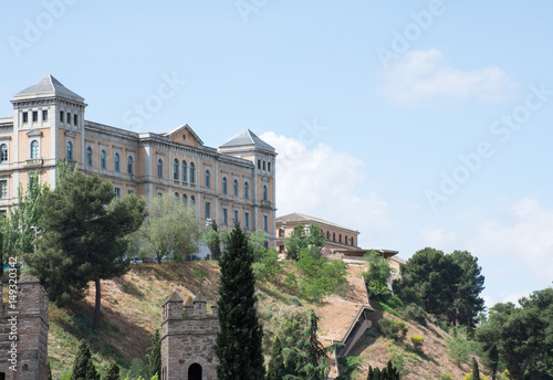 The Spanish city of Toledo. Elements of urban buildings and the castle wall.