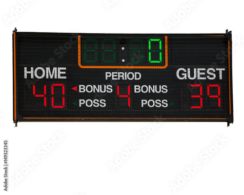 Basketball scoreboard isolated