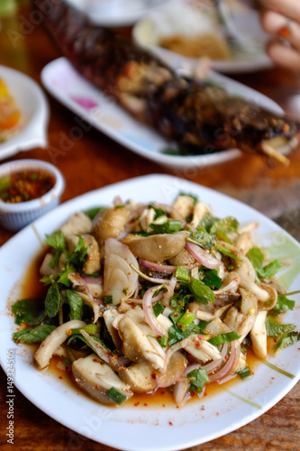 Mushroom salad  or laap  in Chiang Mai  Thailand