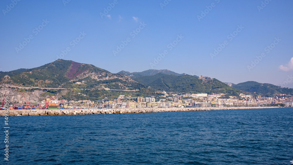 Panoramic view of Salerno coastline