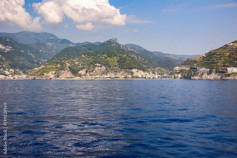 View of Amalfi coast with Maiori town