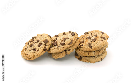 chocolate chip cookie isolated on white background