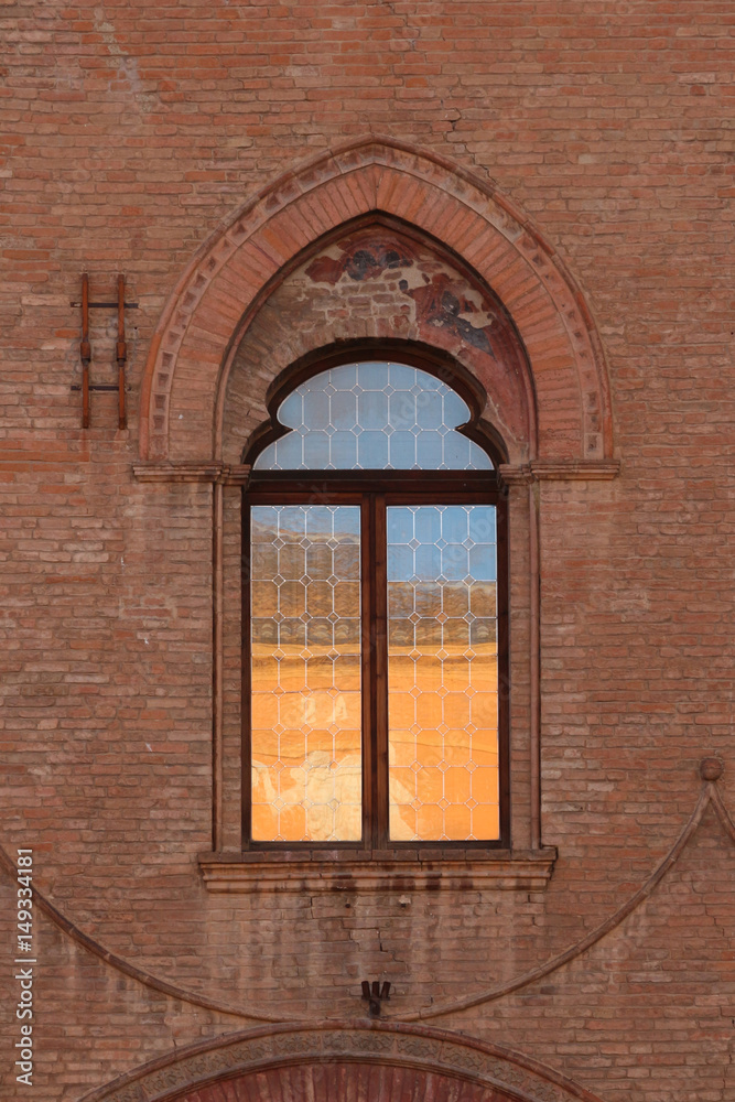 Window of ancient medieval Italian palace