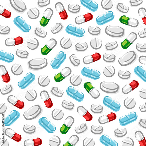 Pills and capsules background. Vectors