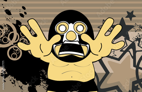 mexican wrestler cartoon expression background in vector format