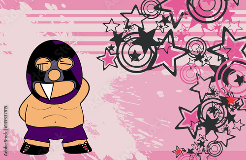 mexican wrestler cartoon expression background in vector format