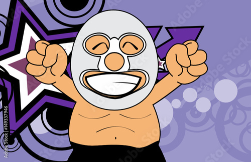 happy mexican wrestler cartoon expression background in vector format