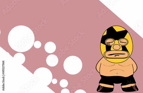 sad mexican wrestler cartoon expression background in vector format