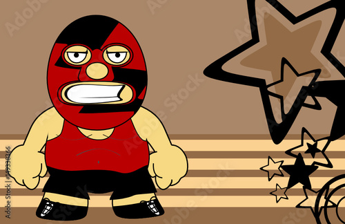 angry mexican wrestler cartoon expression background in vector format