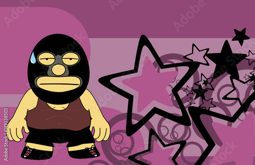 funny mexican wrestler cartoon expression background in vector format