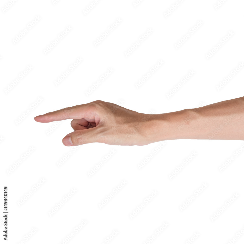 Man hand pointing, Isolated with white background Man hand pointing, Isolated with white background