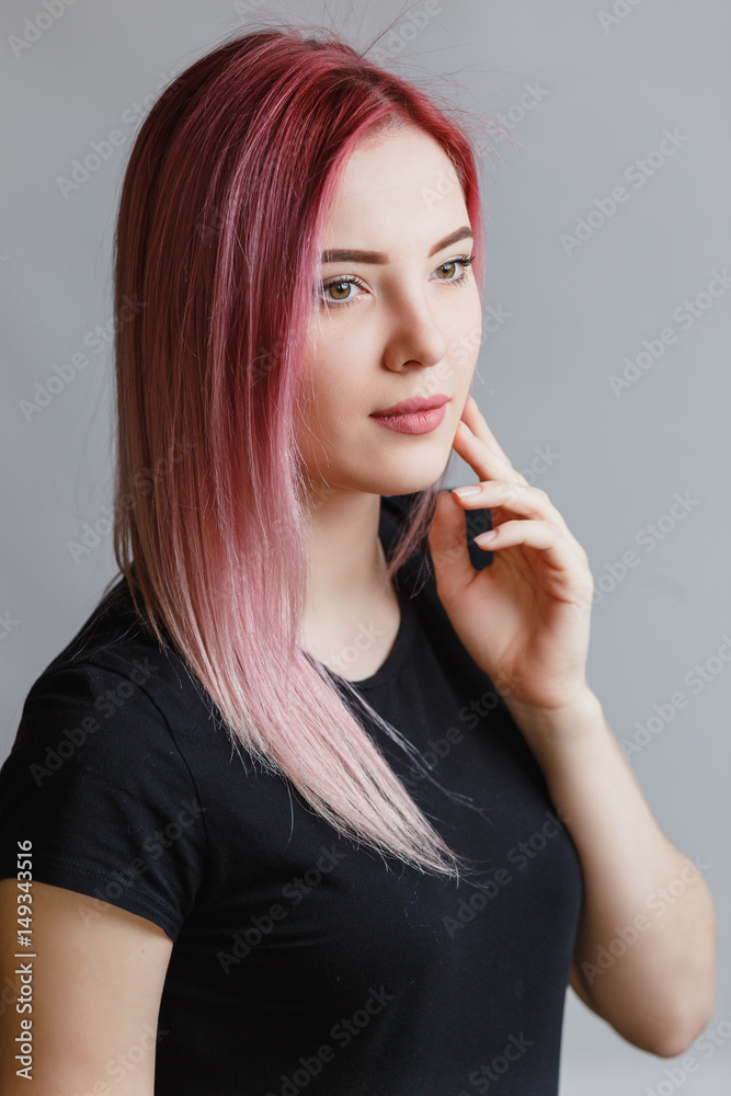 Beautiful girl with pink hair Beautiful girl with pink hair