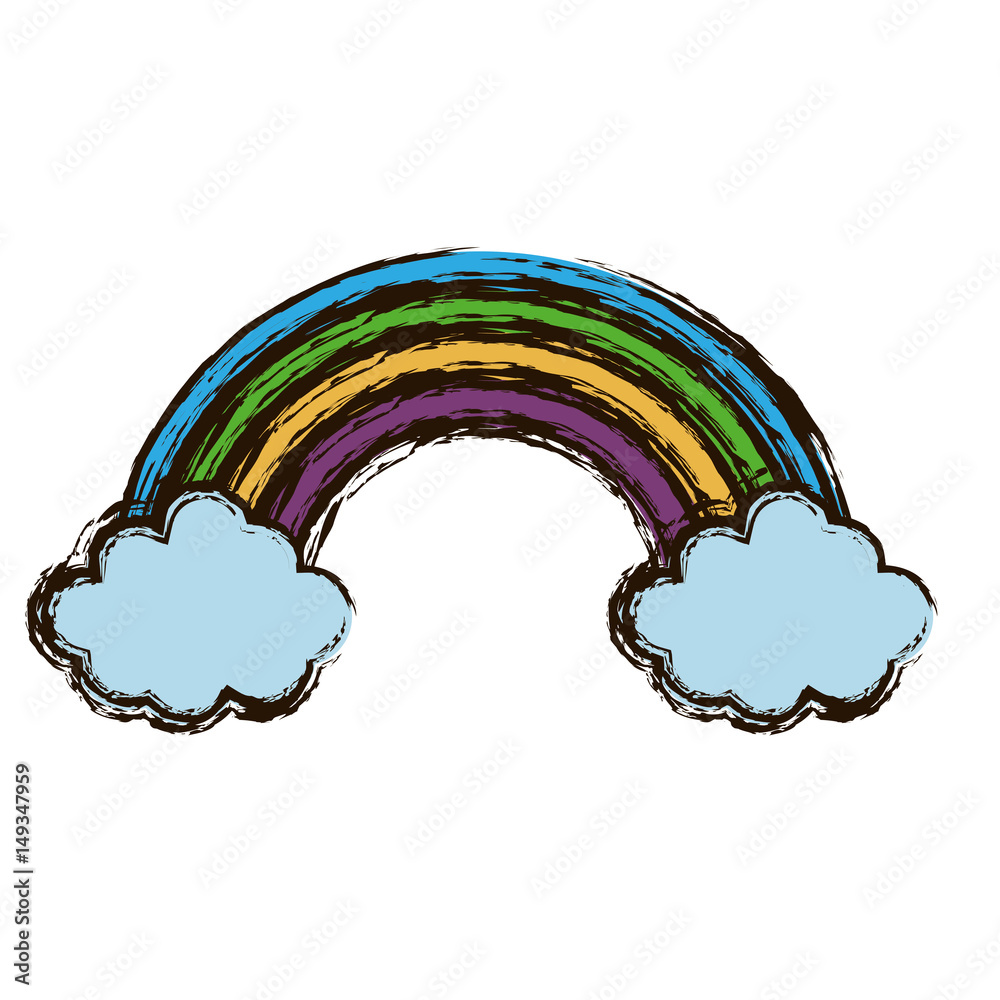 rainbow and clouds icon over white background. vector illustration rainbow and clouds icon over white background. vector illustration