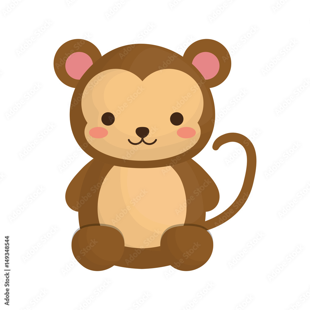 Fototapeta premium kawaii monkey animal icon over white background. vector illustration