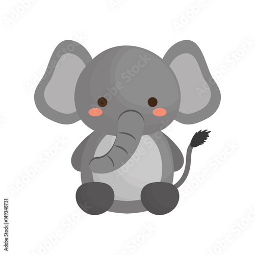 kawaii elephant animal icon over white background. vector illustration