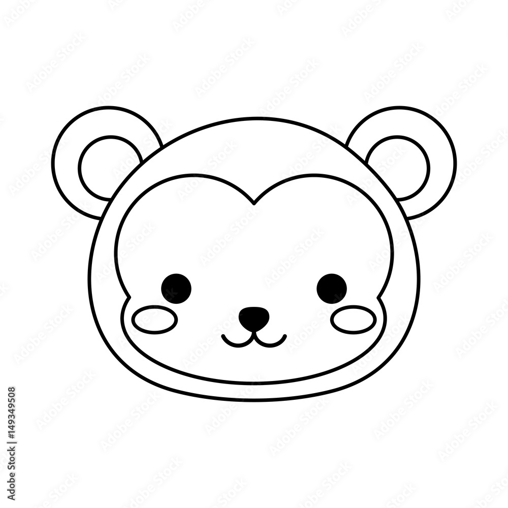 kawaii monkey animal icon over white background. vector illustration