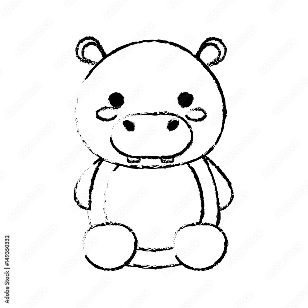 Obraz premium kawaii hippopotamus animal icon over white background. vector illustration
