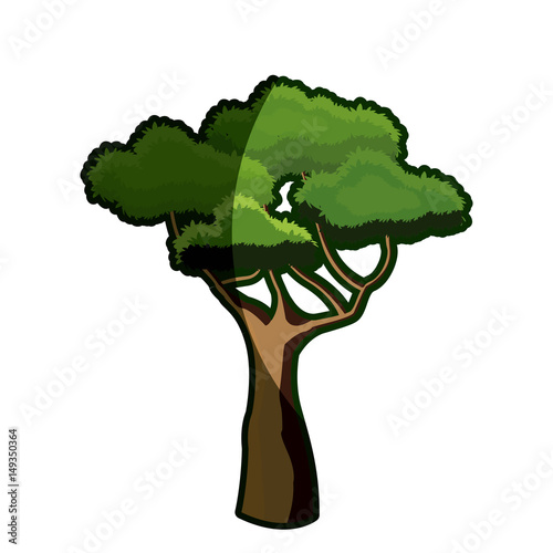 cartoon african tree natural image shadow vector illustration