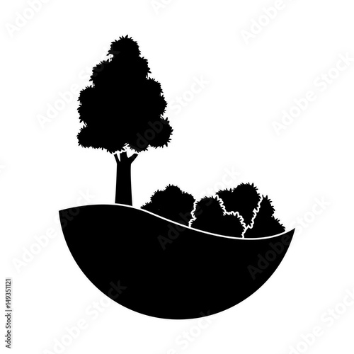 black tree bushes silhouette natural forest image vector illustration