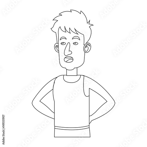 character man tousled leisure outline vector illustration design