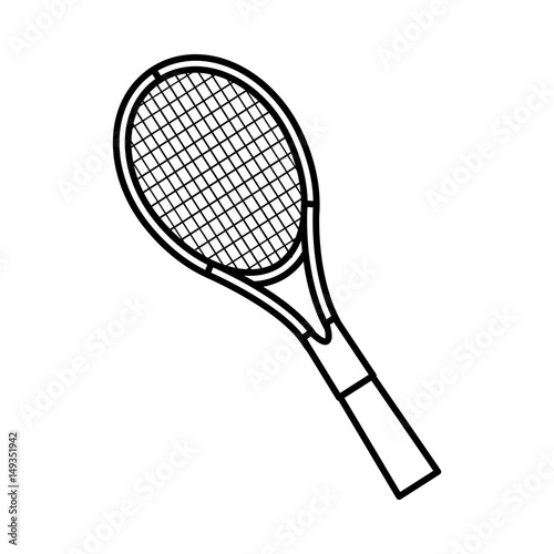 tennis racket icon over white background. sports equipment concept. vector illustration © djvstock