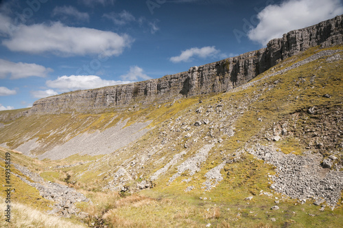 Oxnop Scar, a limestone scar in Swaledale in the Yorkshire Dales National Park, England