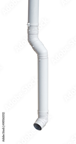Rain Water Draining Gutter Downpipe on a white