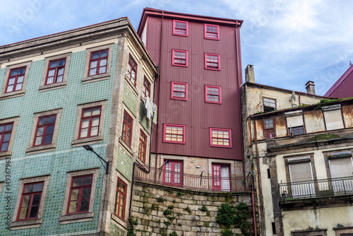 Tenement houses on Mouzinho da Silveira Street in Porto, Portugal photo