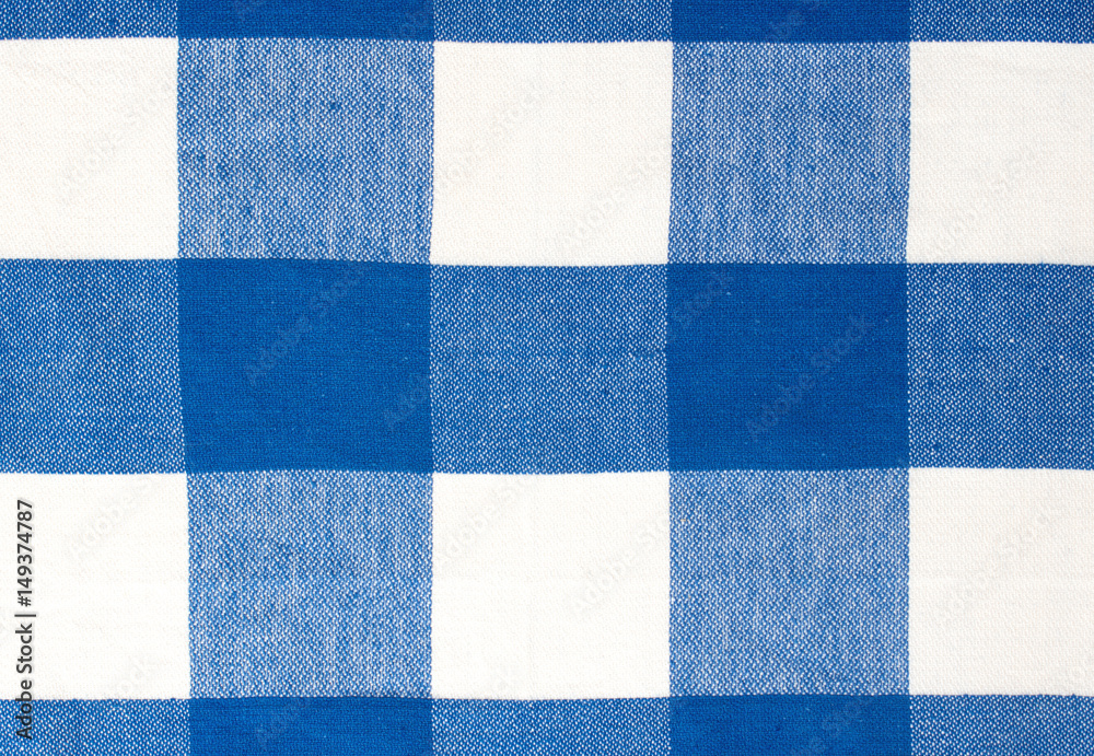 Fototapeta premium Blue picnic cloth textile background.
