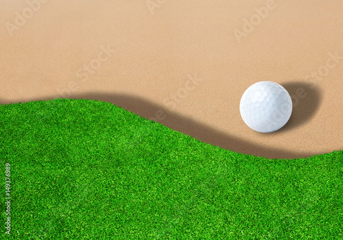 Golf Ball on Sand Trap With Copy Space