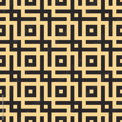 Seamless antique palette black and gold vintage Spanish pixel ornament pattern vector