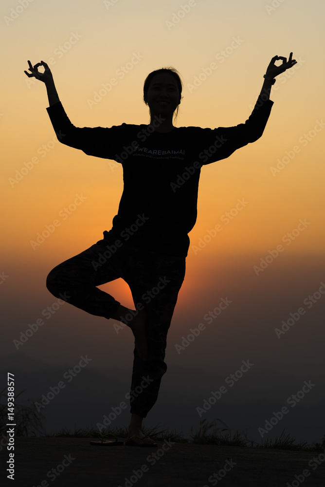 Yoga with sunset