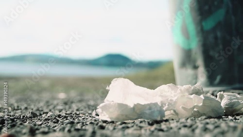 Paper blowing slowly