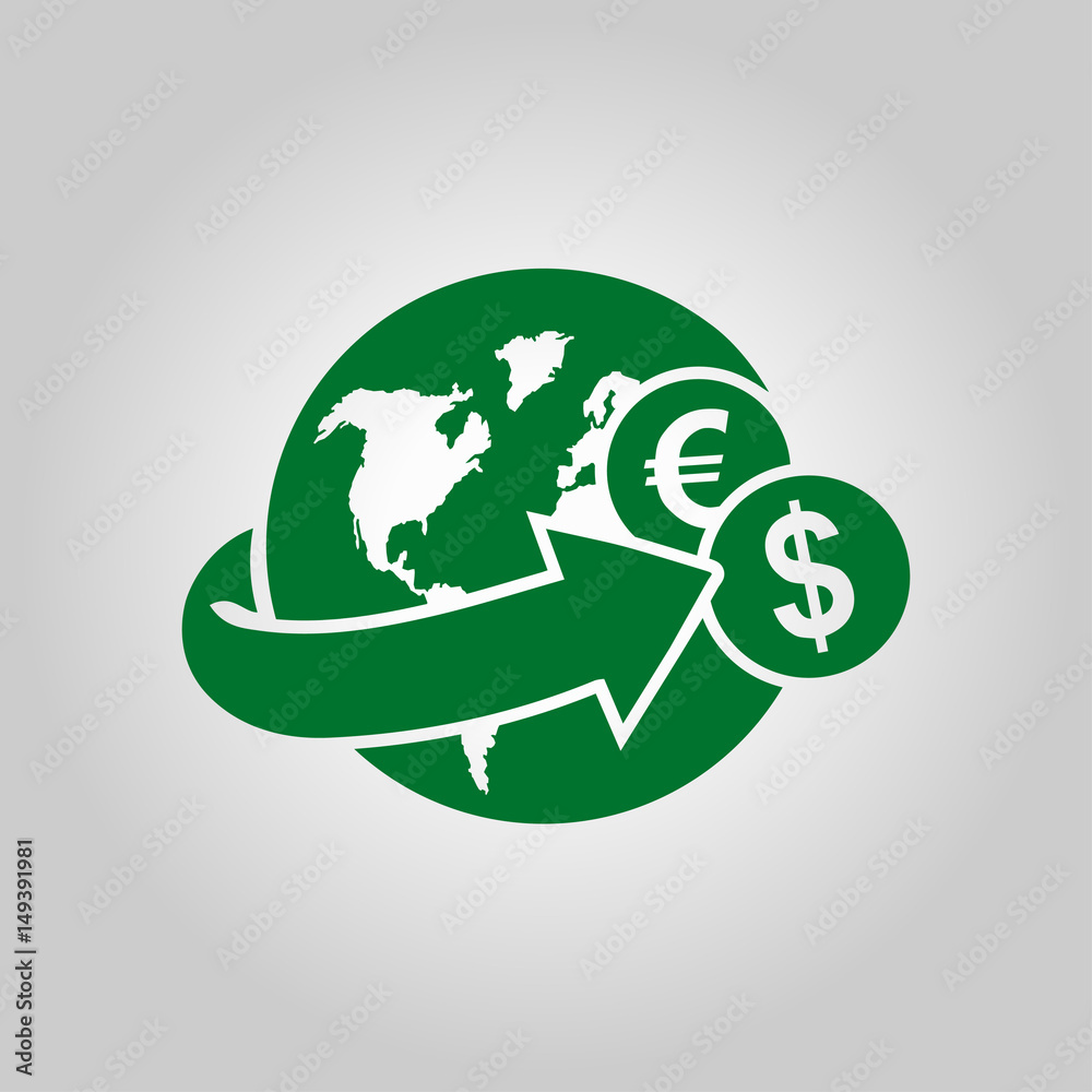 Arrow wrapped around the earth. Remittances icon. Arrow wrapped around the earth. Remittances icon.