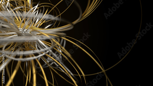 3d render abstract background. Twisted circle shapes clones.