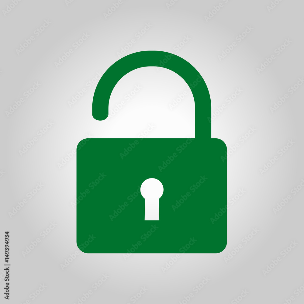 Unlock icon. Flat design style. Access to the user. Unlock icon. Flat design style. Access to the user.