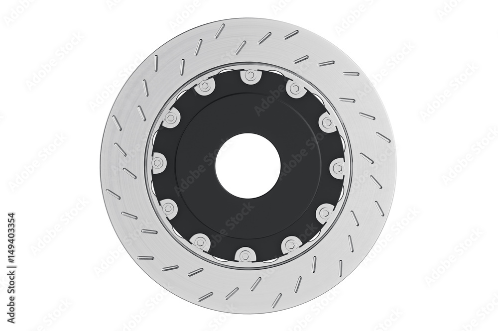 Brake automobile metal rotor, front view. 3D rendering Brake automobile metal rotor, front view. 3D rendering