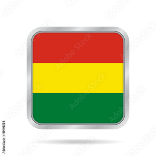 Free Download Flag of Bolivia. Metallic gray square button. - GFXLoad