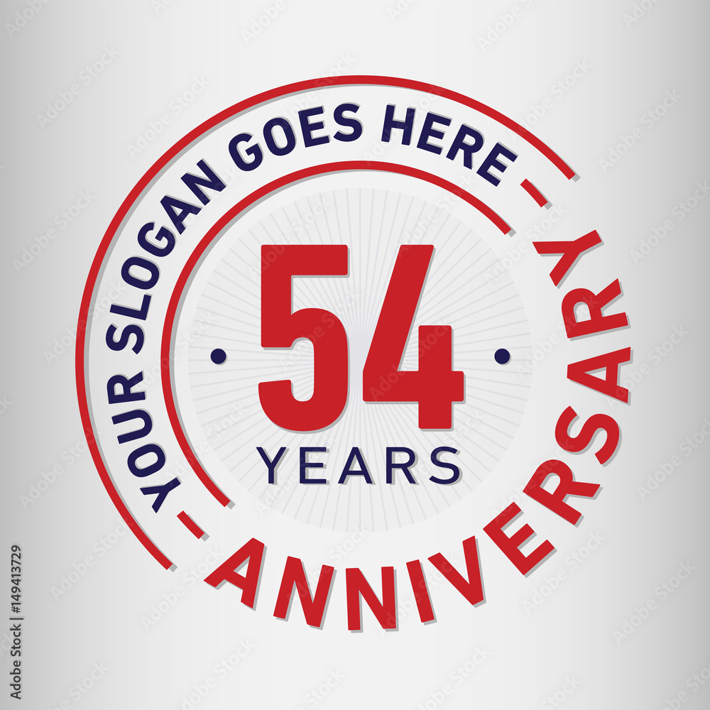 54 years anniversary logo template. Vector and illustration.