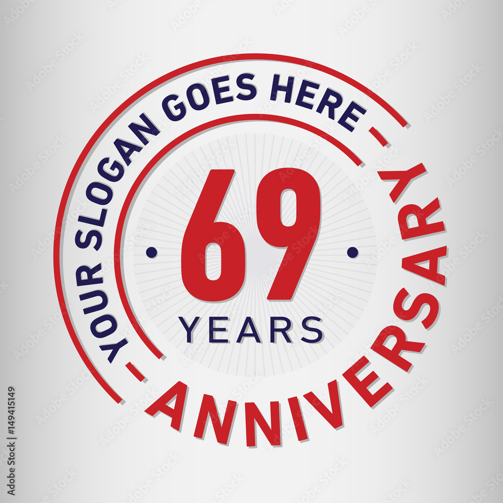 69 years anniversary logo template. Vector and illustration.