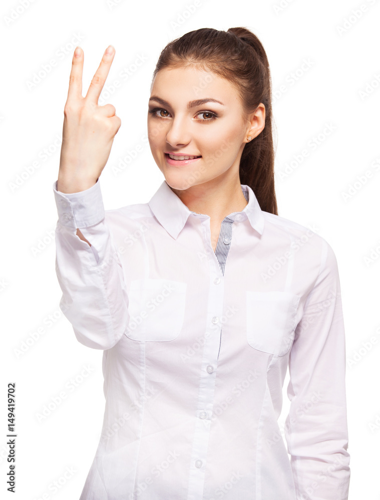 Woman at white background