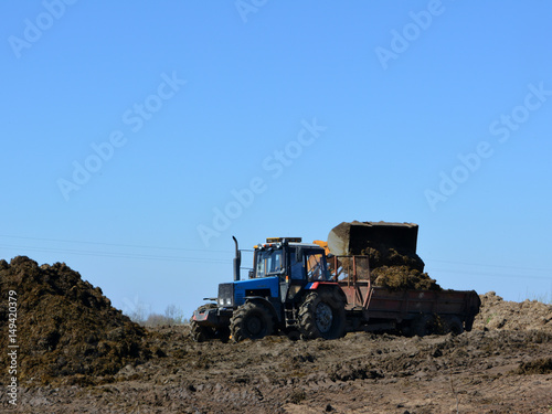 Loading of manure into the tractor, fertilizer for the field