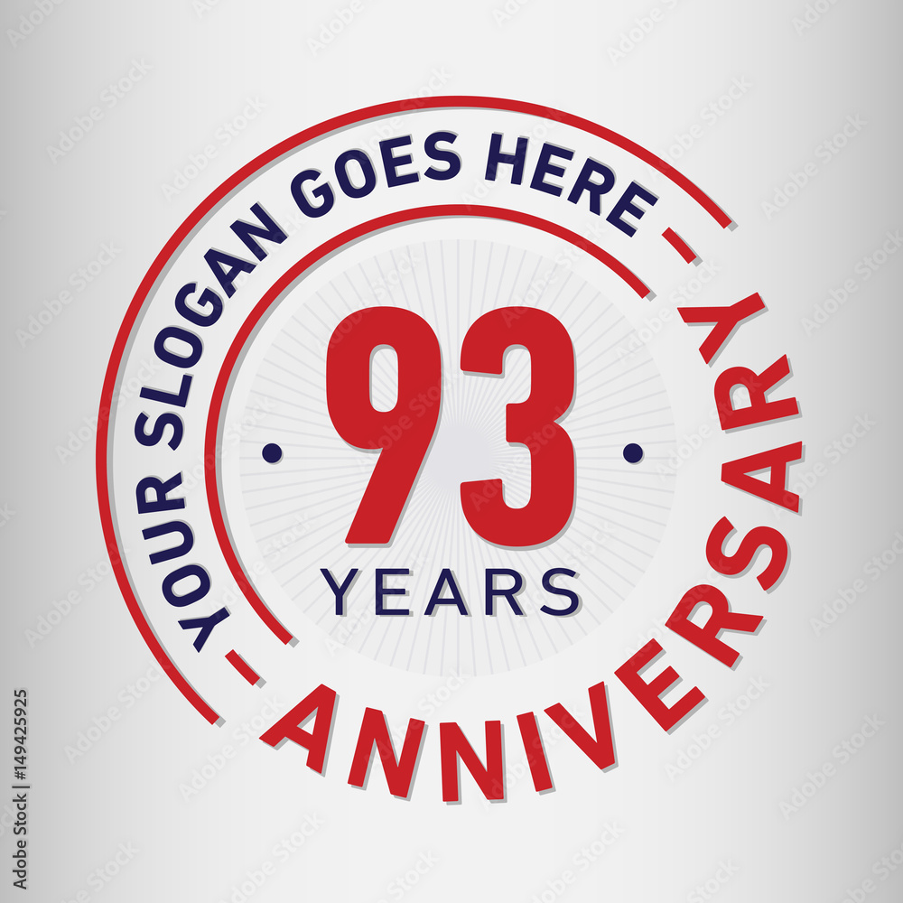93 years anniversary logo template. Vector and illustration.