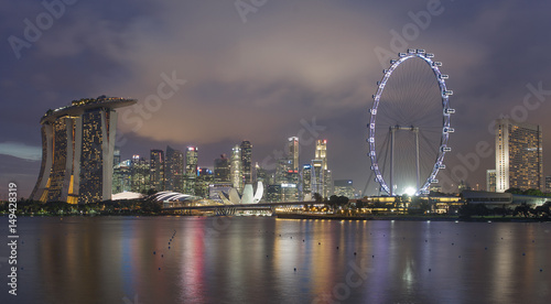 SINGAPORE-20 JAN.2017:the night view of Marina Bay Sands Resort Hotel in Singapore.