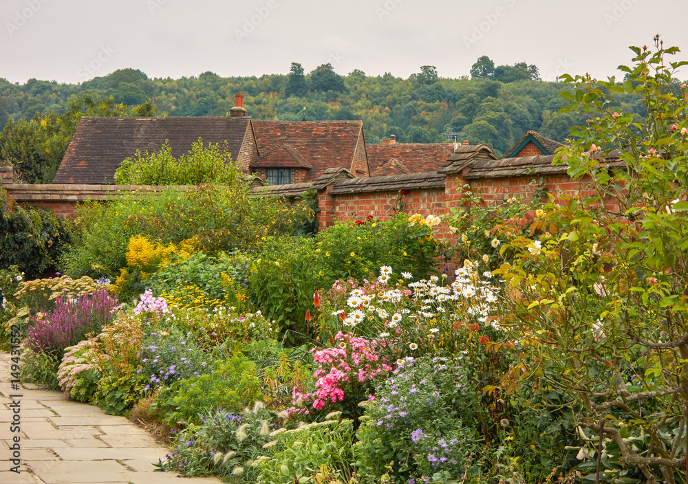 Naklejka premium Traditional English summer garden in full flower
