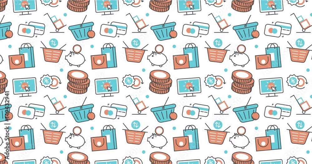 modern seamless texture background of flat e-commerce, shopping icons. modern seamless texture background of flat e-commerce, shopping icons.